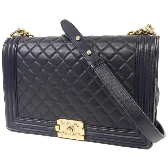 💎✨BEAUTIFUL✨💎Authentic CHANEL CC Boy Chain Shoulder Bag Dark Blue - Picture 5 of 16